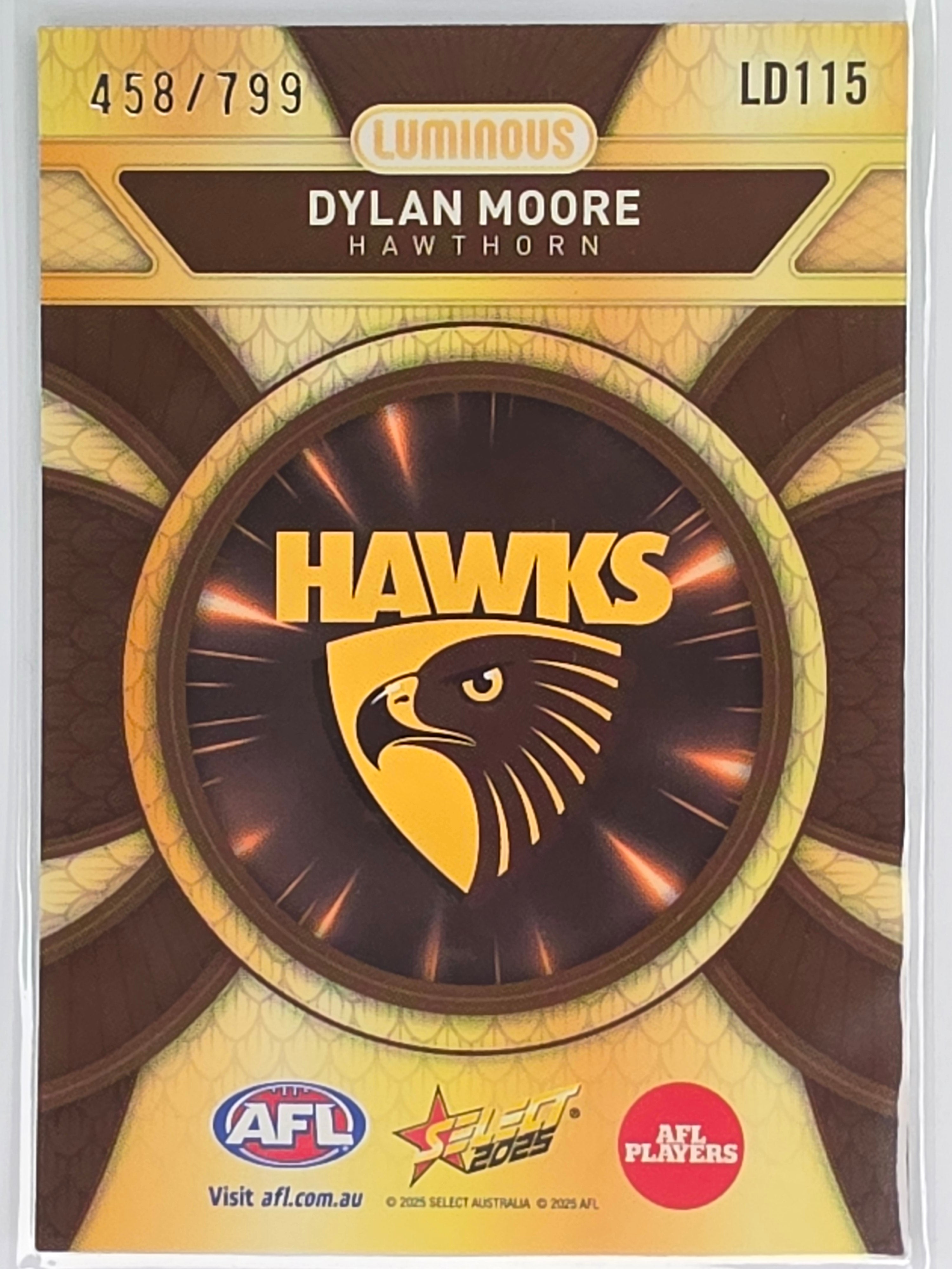 AFL Footy Stars 2025 Luminous Dragon Scales #LD115 D. Moore Hawthorn #458/799