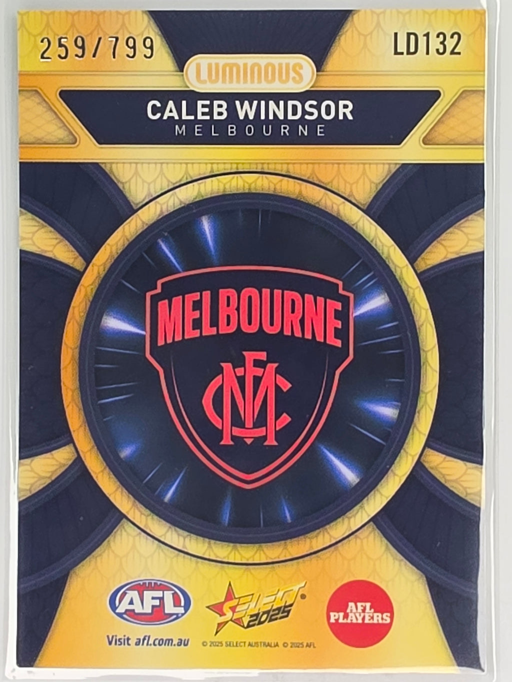 AFL Footy Stars 2025 Luminous Dragon Scales #LD132 C. Windsor Melbourne #259/799