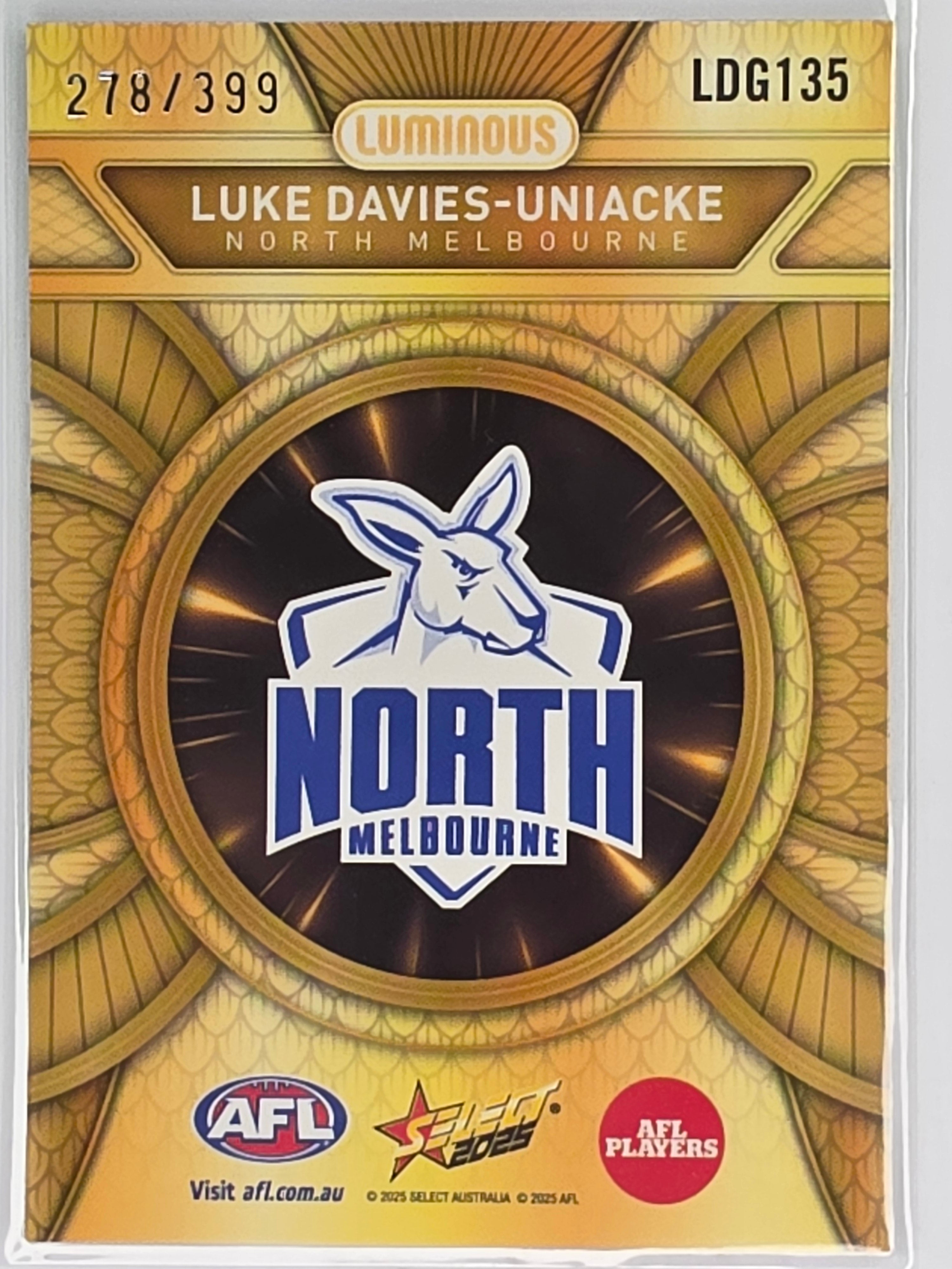 AFL Footy Stars 2025 Luminous Dragon Scales Gold #LDG135 L. DAVIES-UNIACKE North Melbourne #278/399