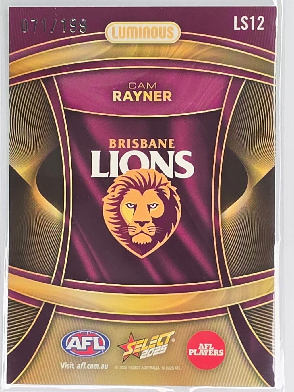AFL 2025 Footy Stars | Luminous Superstar | #LS12 Cam Rayner Brisbane Lions | #071/199