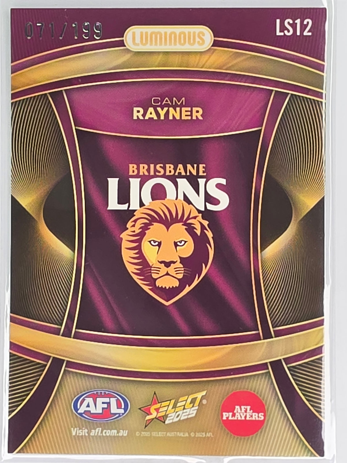 AFL 2025 Footy Stars | Luminous Superstar | #LS12 Cam Rayner Brisbane Lions | #071/199