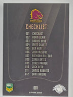 NRL 2016 Elite | Base Card #001 | Broncos Checklist | Brisbane Broncos