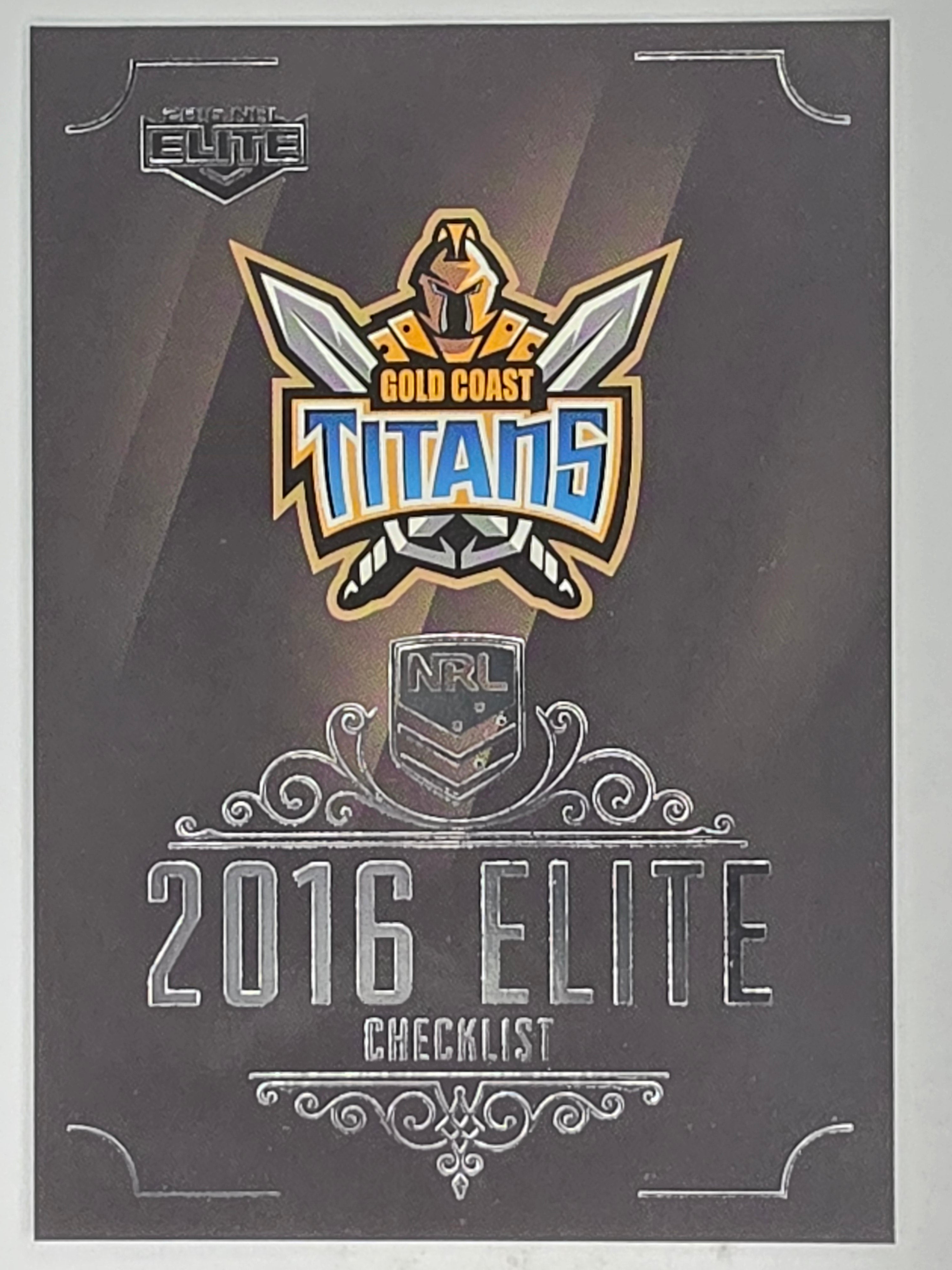 NRL 2016 Elite | Base Card #049 | Titans Checklist | Gold Coast Titans