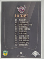 NRL 2016 Elite | Base Card #061 | Sea Eagles Checklist | Manly Warringah Sea Eagles