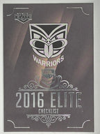 NRL 2016 Elite | Base Card #169 | Warriors Checklist | New Zealand Warriors