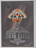 NRL 2016 Elite | Base Card #181 | Wests Tigers Checklist | Wests Tigers