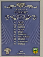 NRL 2017 Elite | Base Card #001 | Broncos Checklist | Brisbane Broncos