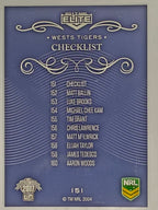 NRL 2017 Elite | Base Card #151 | Wests Tigers Checklist | Wests Tigers