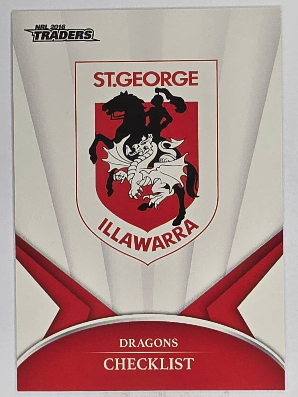 NRL 2016 Traders | Base Card #121 | Dragons Checklist | St George Illawarra Dragons
