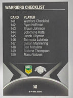 NRL 2016 Traders | Base Card #141 | Warriors Checklist | New Zealand Warriors