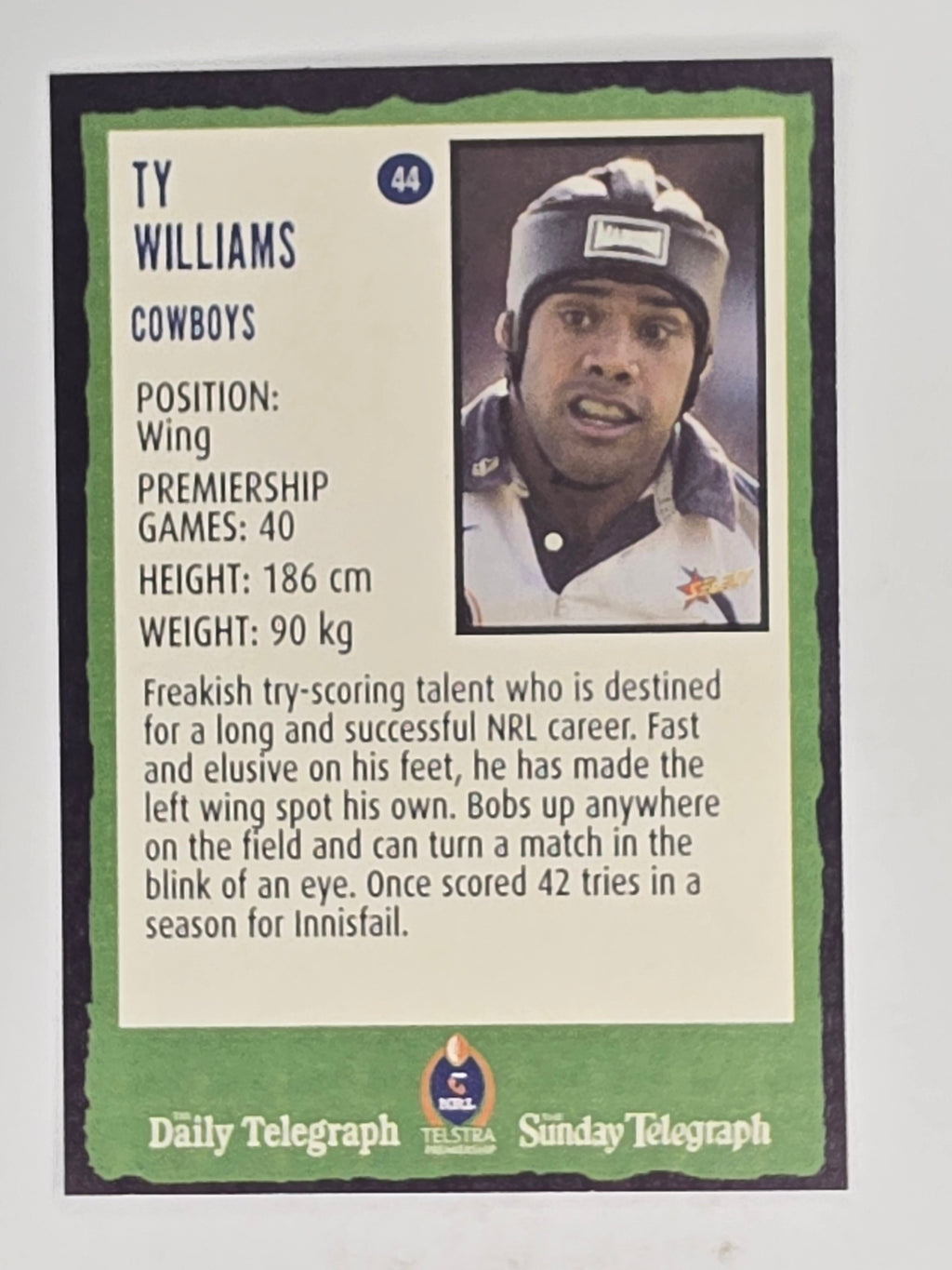 NRL 2004 Daily Telegraph | Base Card #044 | Ty Williams | North Queensland Cowboys