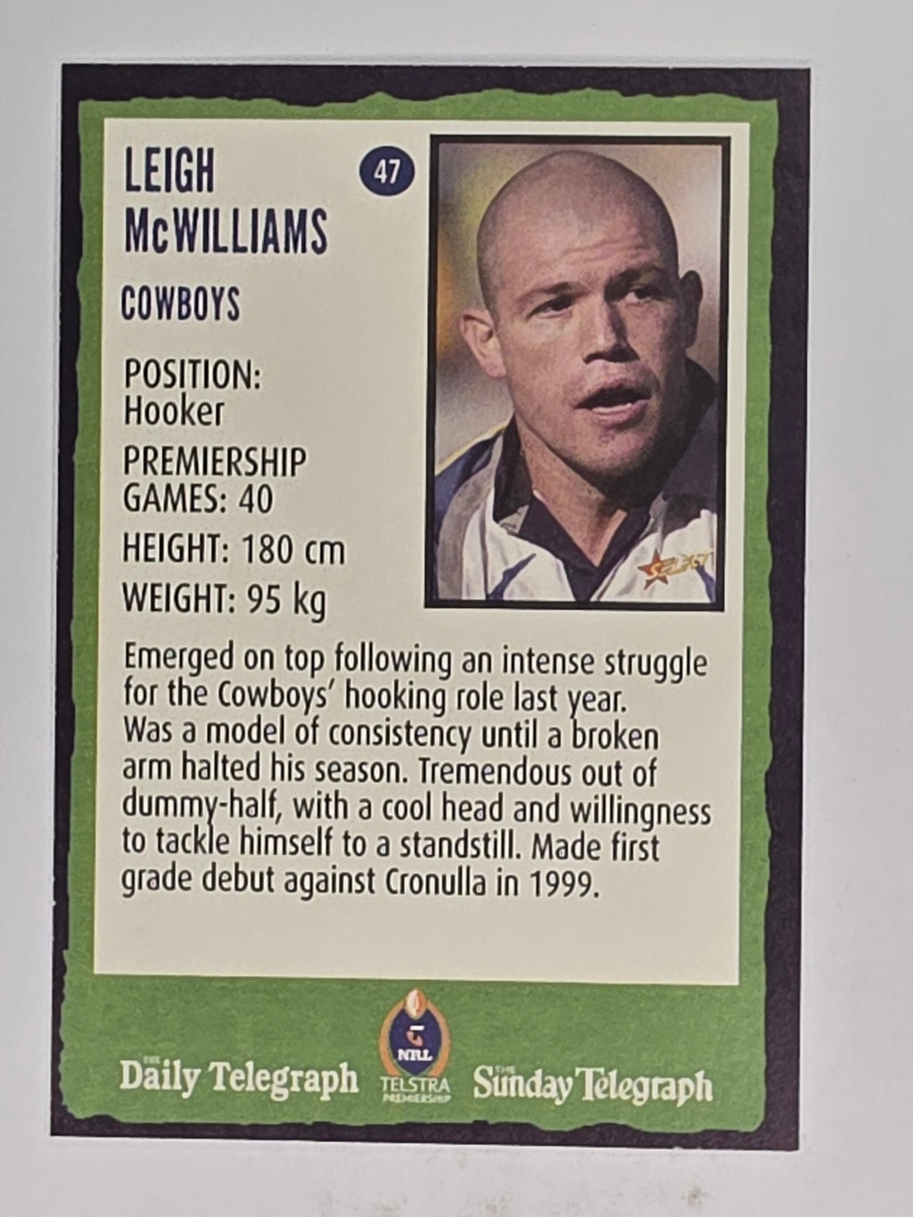 NRL 2004 Daily Telegraph | Base Card #047 | Leigh McWilliams | North Queensland Cowboys