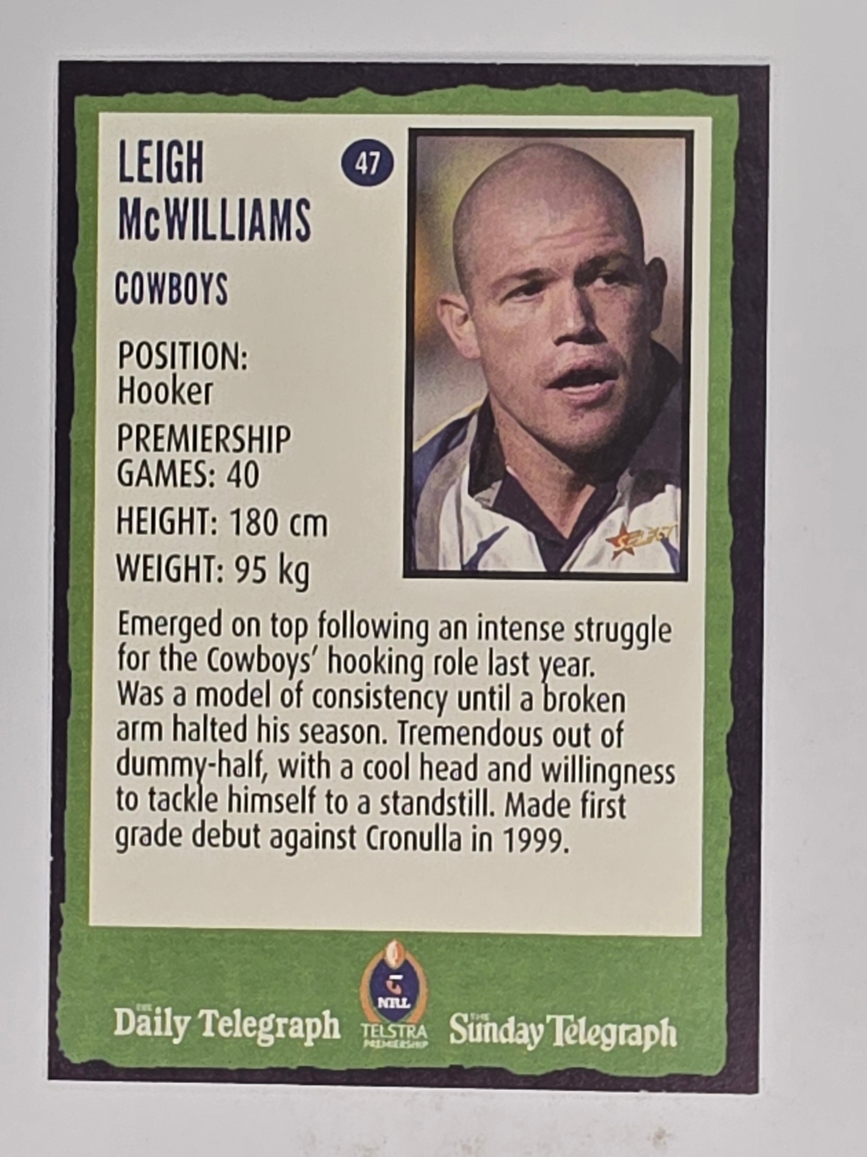 NRL 2004 Daily Telegraph | Base Card #047 | Leigh McWilliams | North Queensland Cowboys
