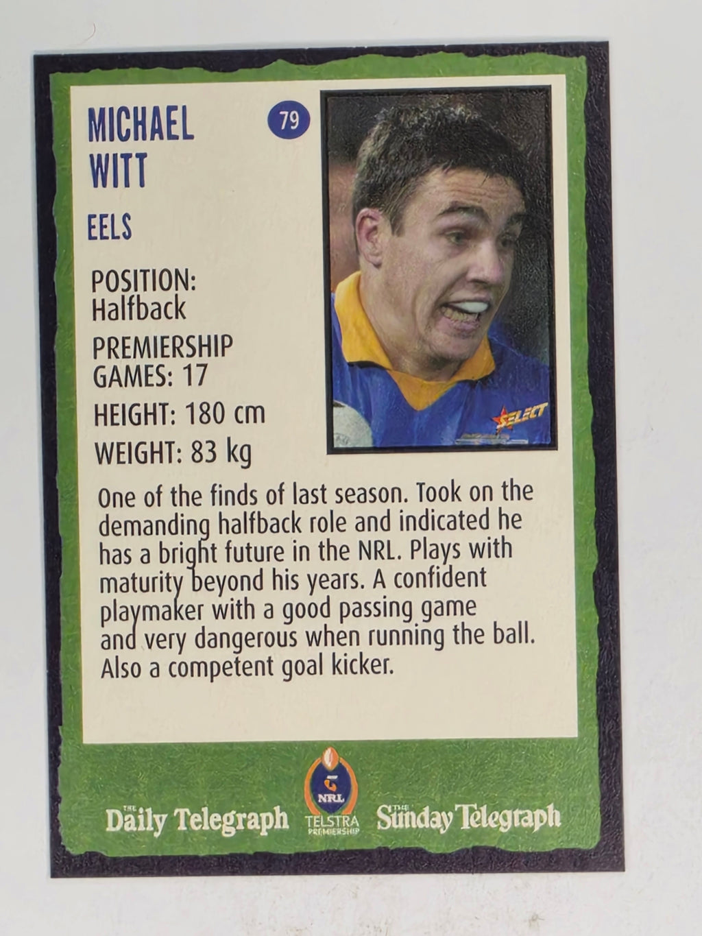NRL 2004 Daily Telegraph | Base Card #079 | Michael Witt | Parramatta Eels