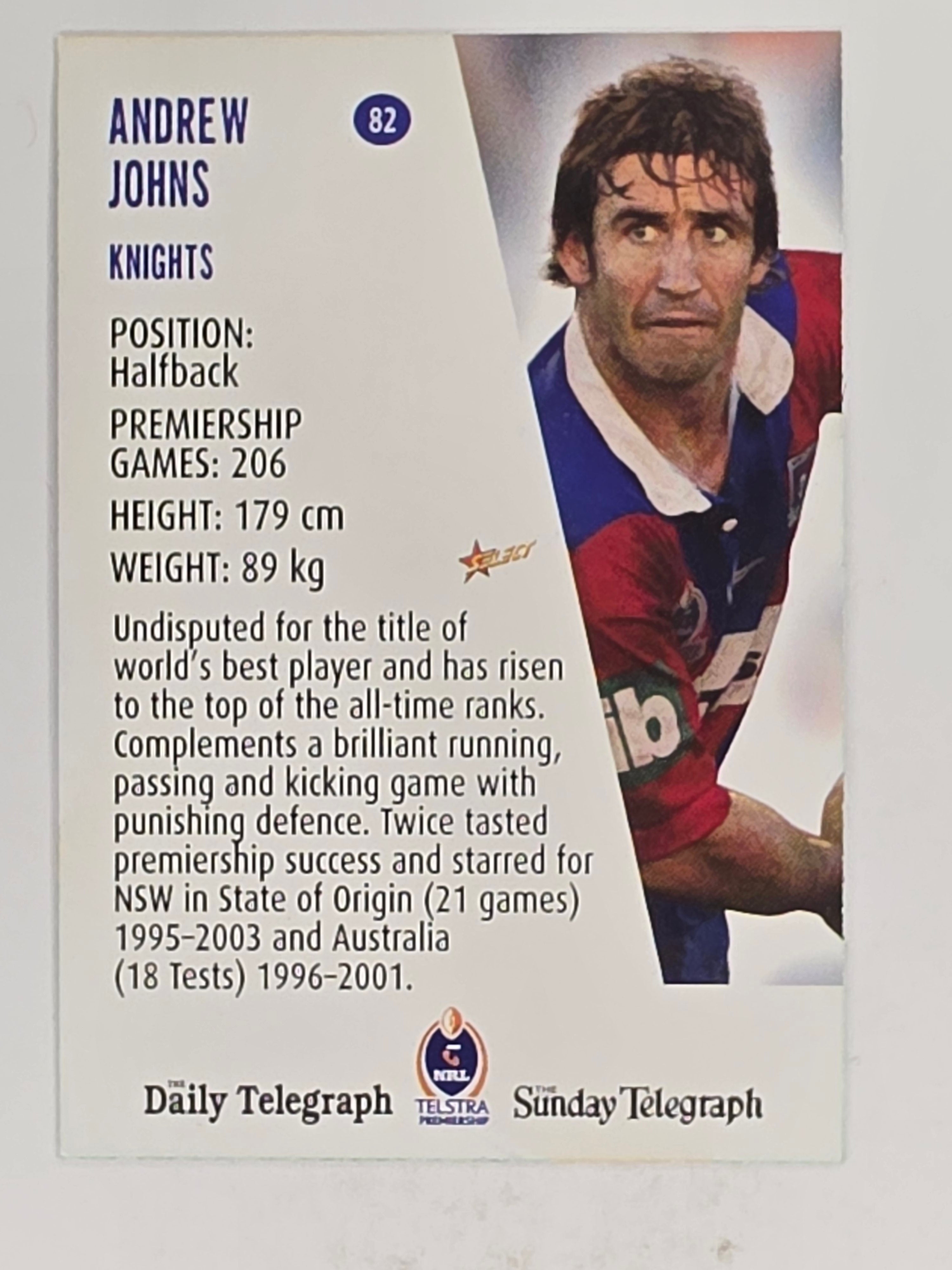 NRL 2004 Daily Telegraph | Base Card #082 | Andrew Johns | Newcastle Knights