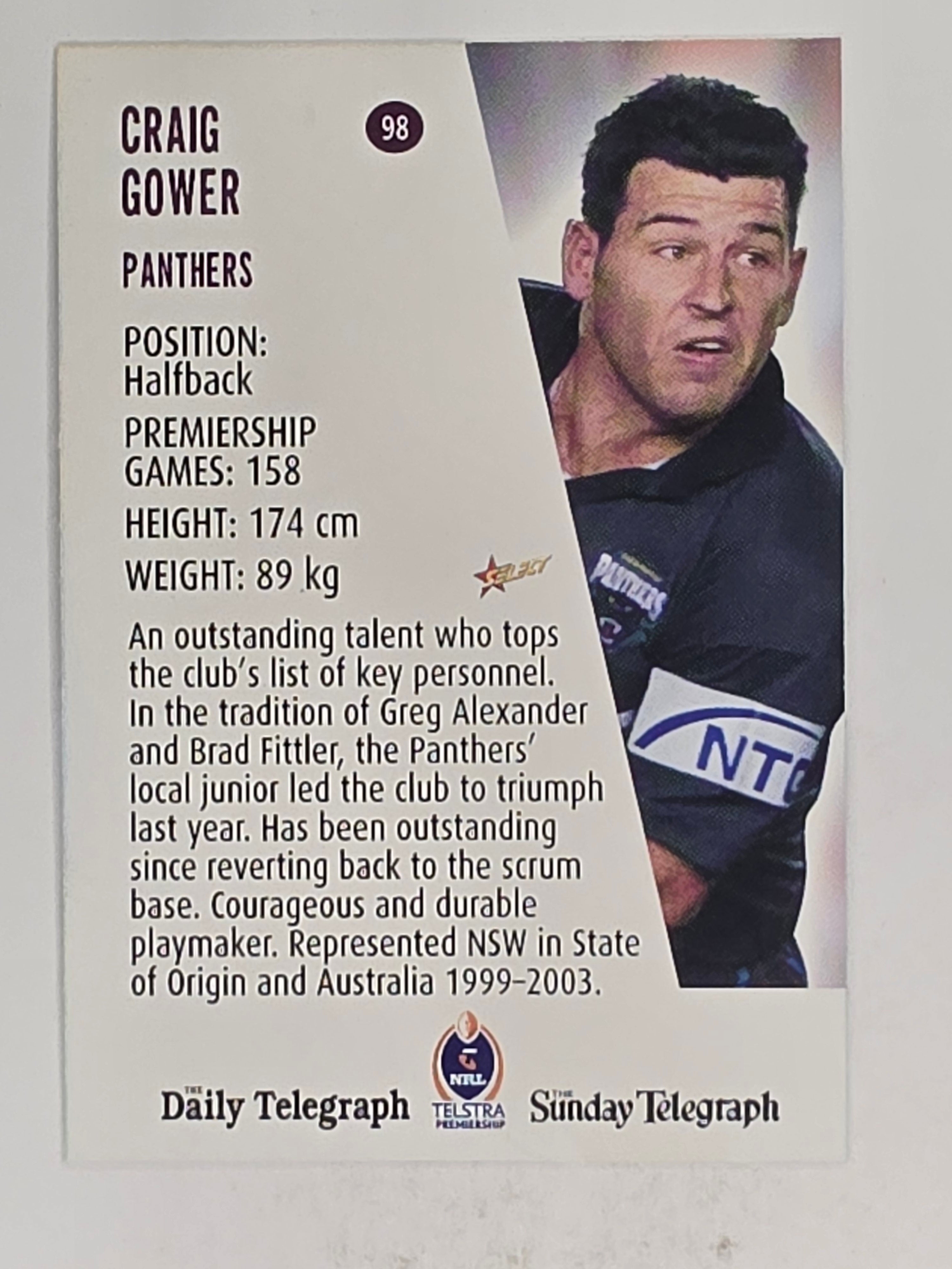 NRL 2004 Daily Telegraph | Base Card #098 | Craig Gower | Penrith Panthers