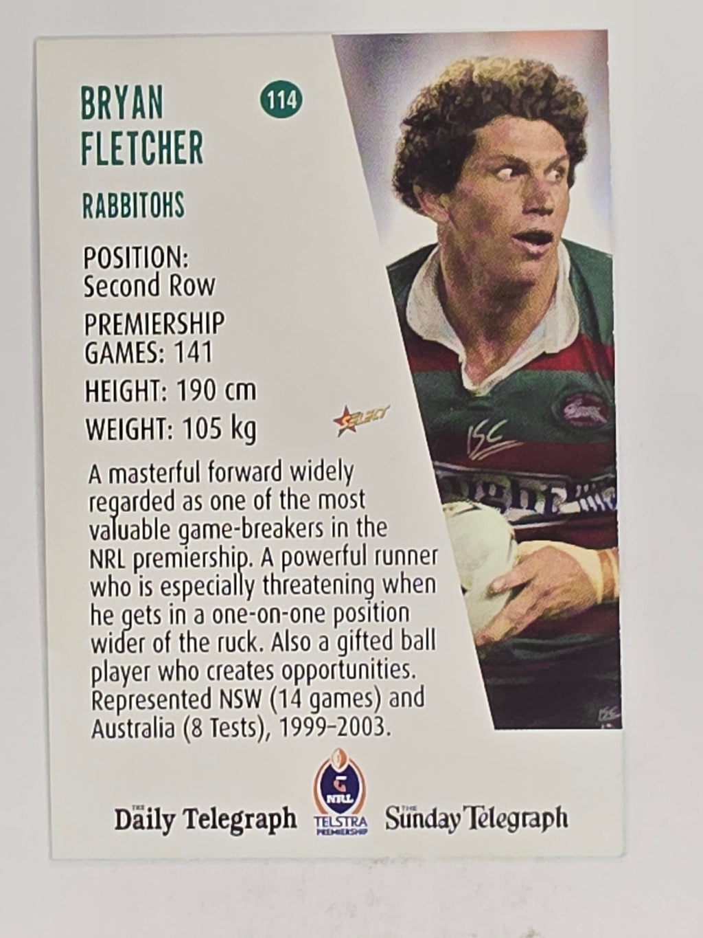 NRL 2004 Daily Telegraph | Base Card #114 | Bryan Fletcher | South Sydney Rabbitohs