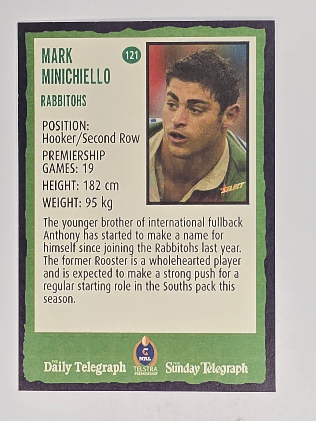 NRL 2004 Daily Telegraph | Base Card #121 | Mark Minichiello | South Sydney Rabbitohs