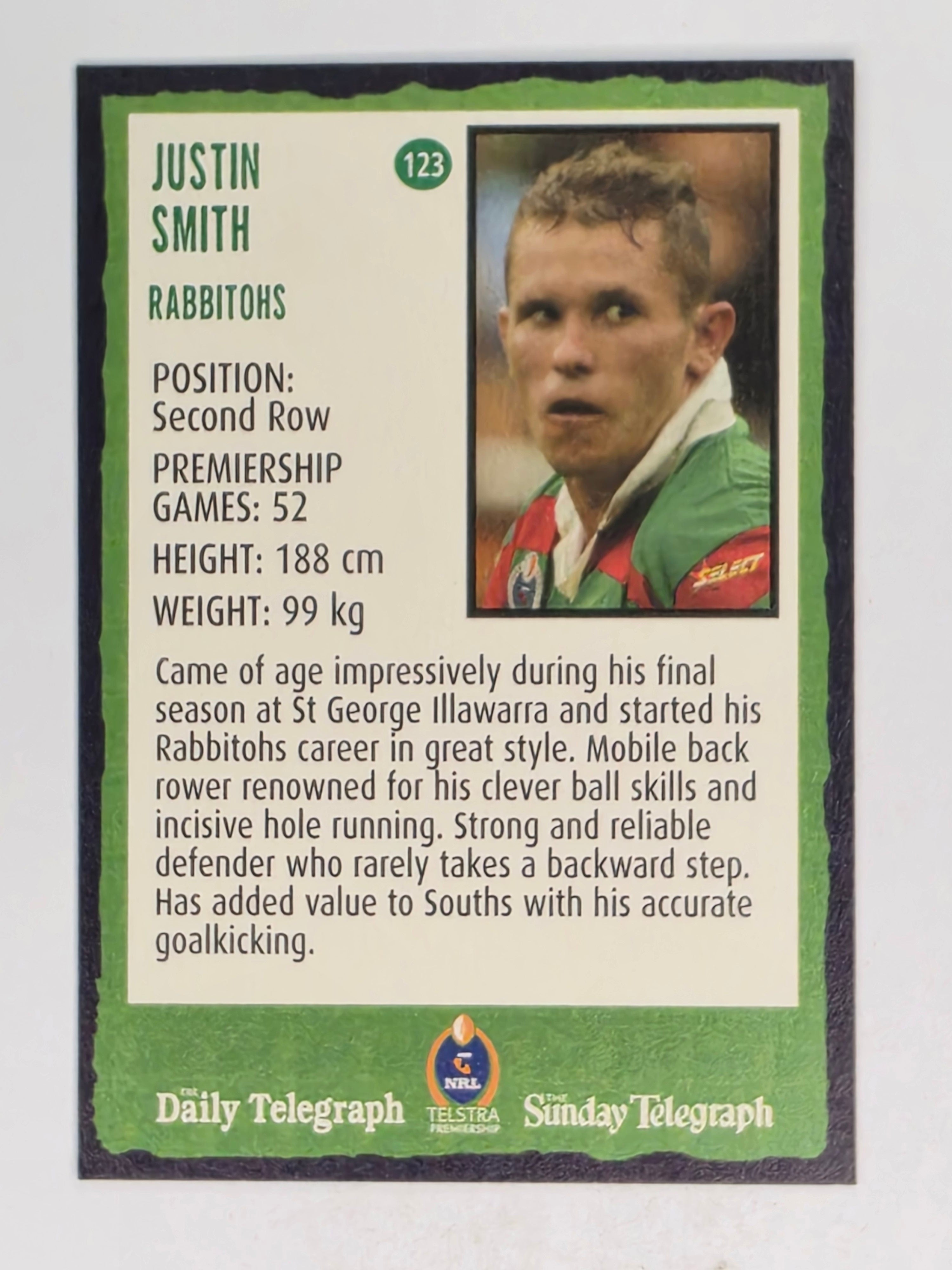 NRL 2004 Daily Telegraph | Base Card #123 | Justin Smith | South Sydney Rabbitohs