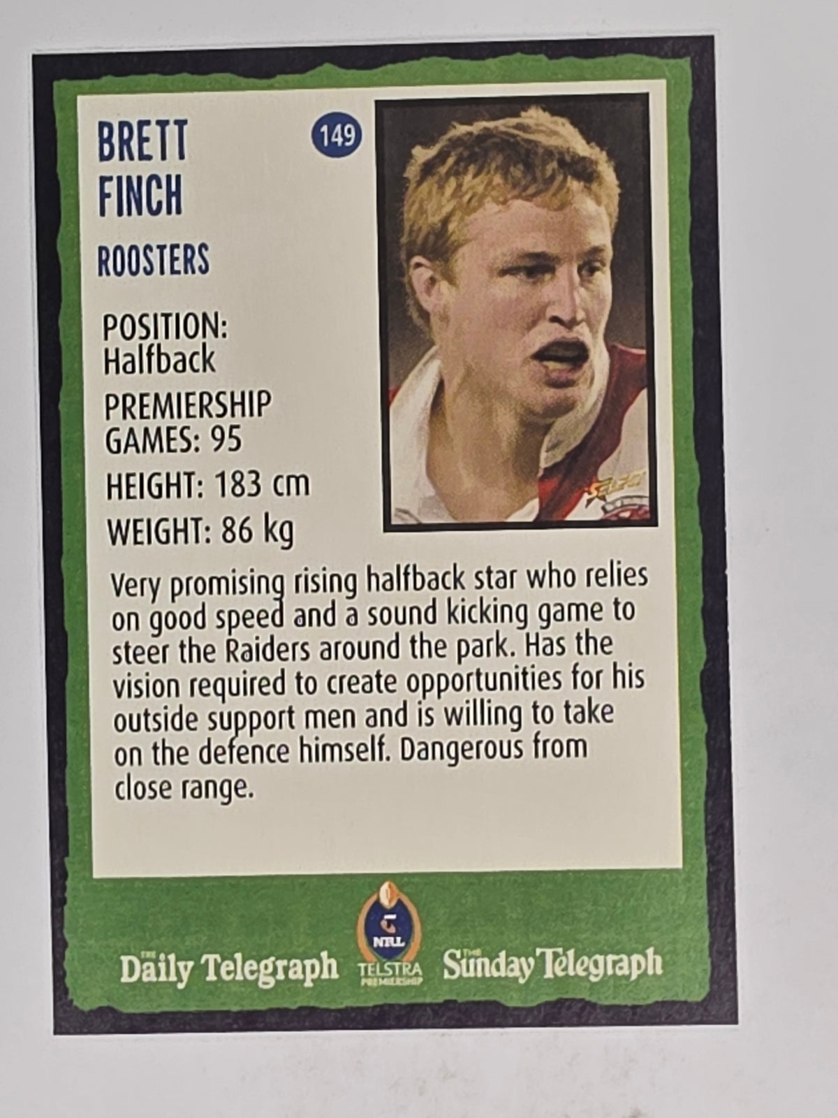 NRL 2004 Daily Telegraph | Base Card #149 | Brett Finch | Sydney Roosters