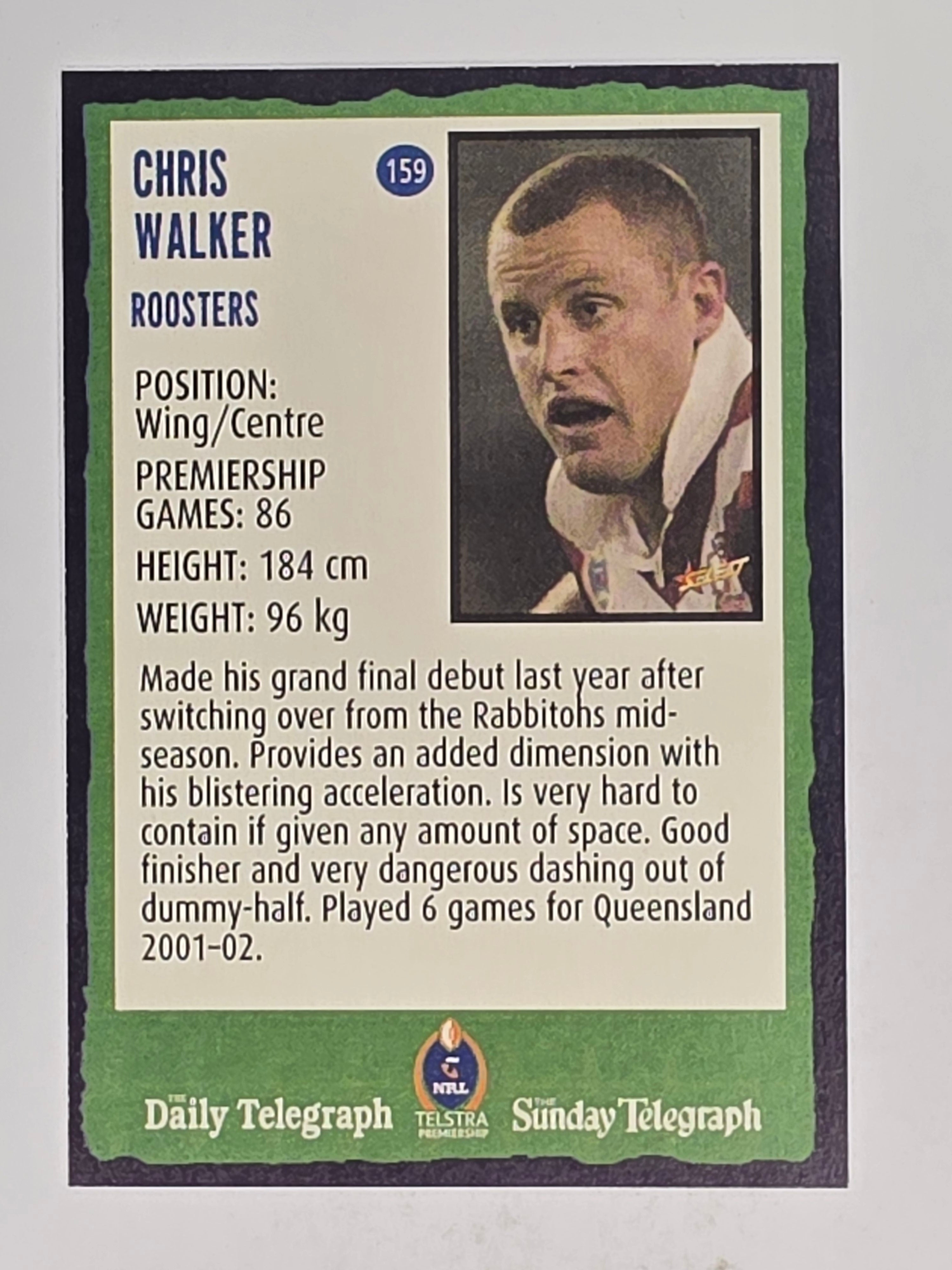 NRL 2004 Daily Telegraph | Base Card #159 | Chris Walker | Sydney Roosters