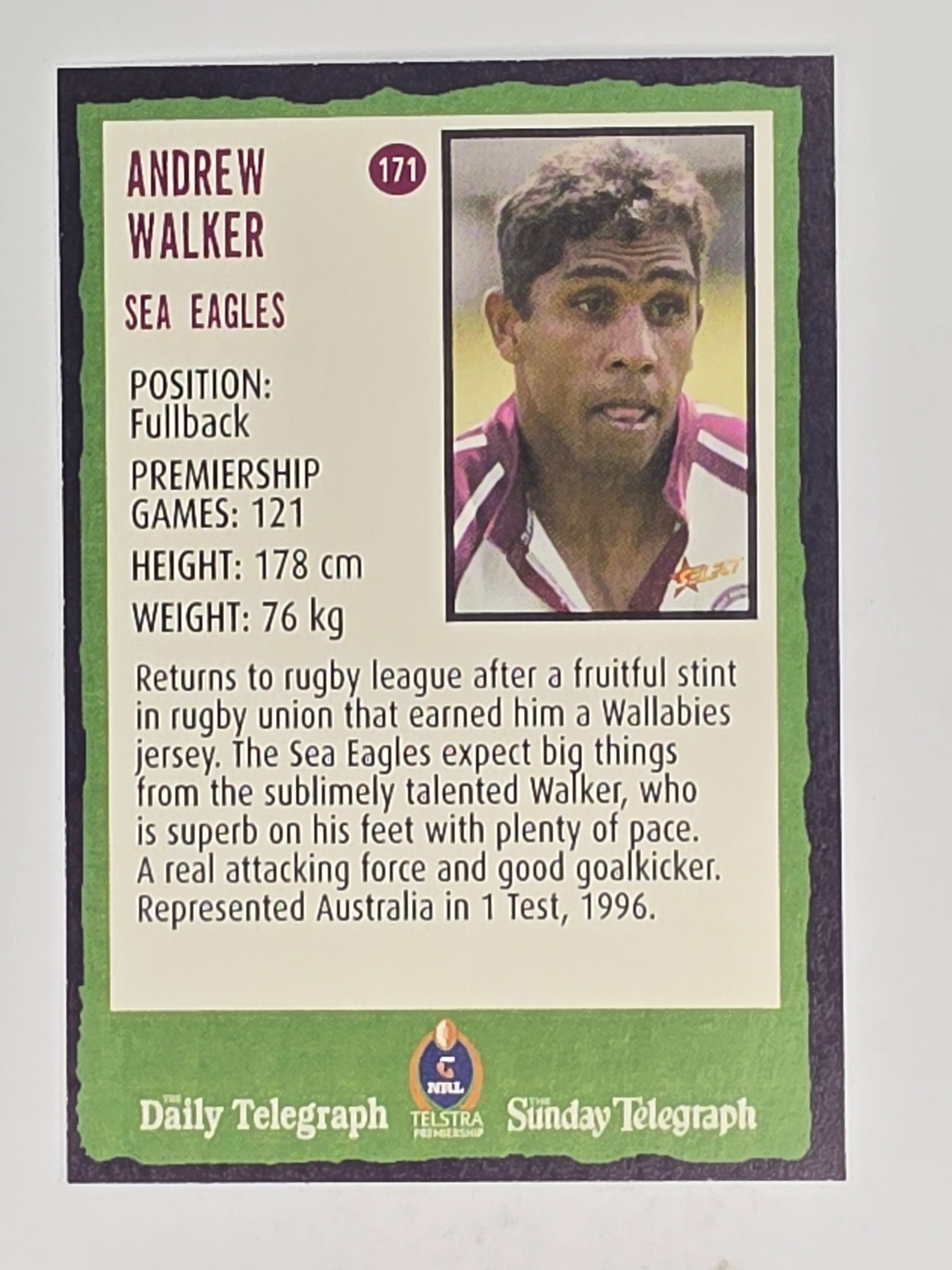 NRL 2004 Daily Telegraph | Base Card #171 | Andrew Walker | Sea Eagles