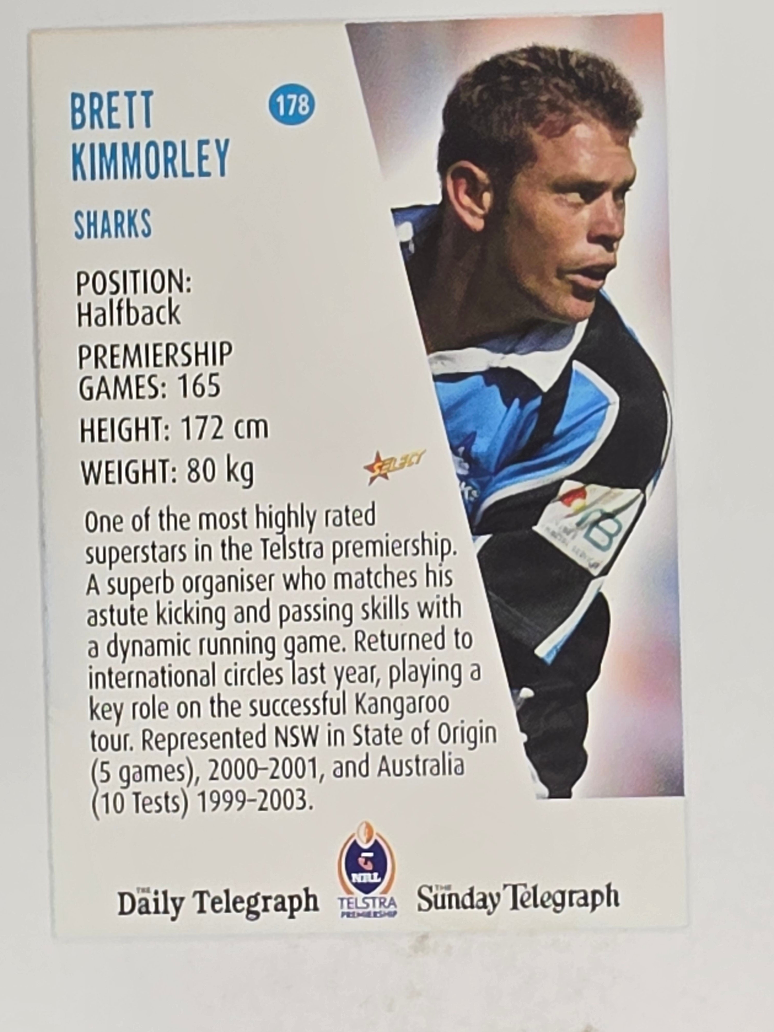 NRL 2004 Daily Telegraph | Base Card #178 | Brett Kimmorley | Cronulla Sharks