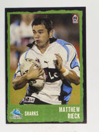 NRL 2004 Daily Telegraph | Base Card #186 | Matthew Rieck | Cronulla Sharks