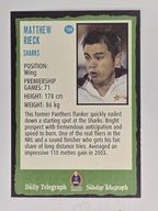 NRL 2004 Daily Telegraph | Base Card #186 | Matthew Rieck | Cronulla Sharks