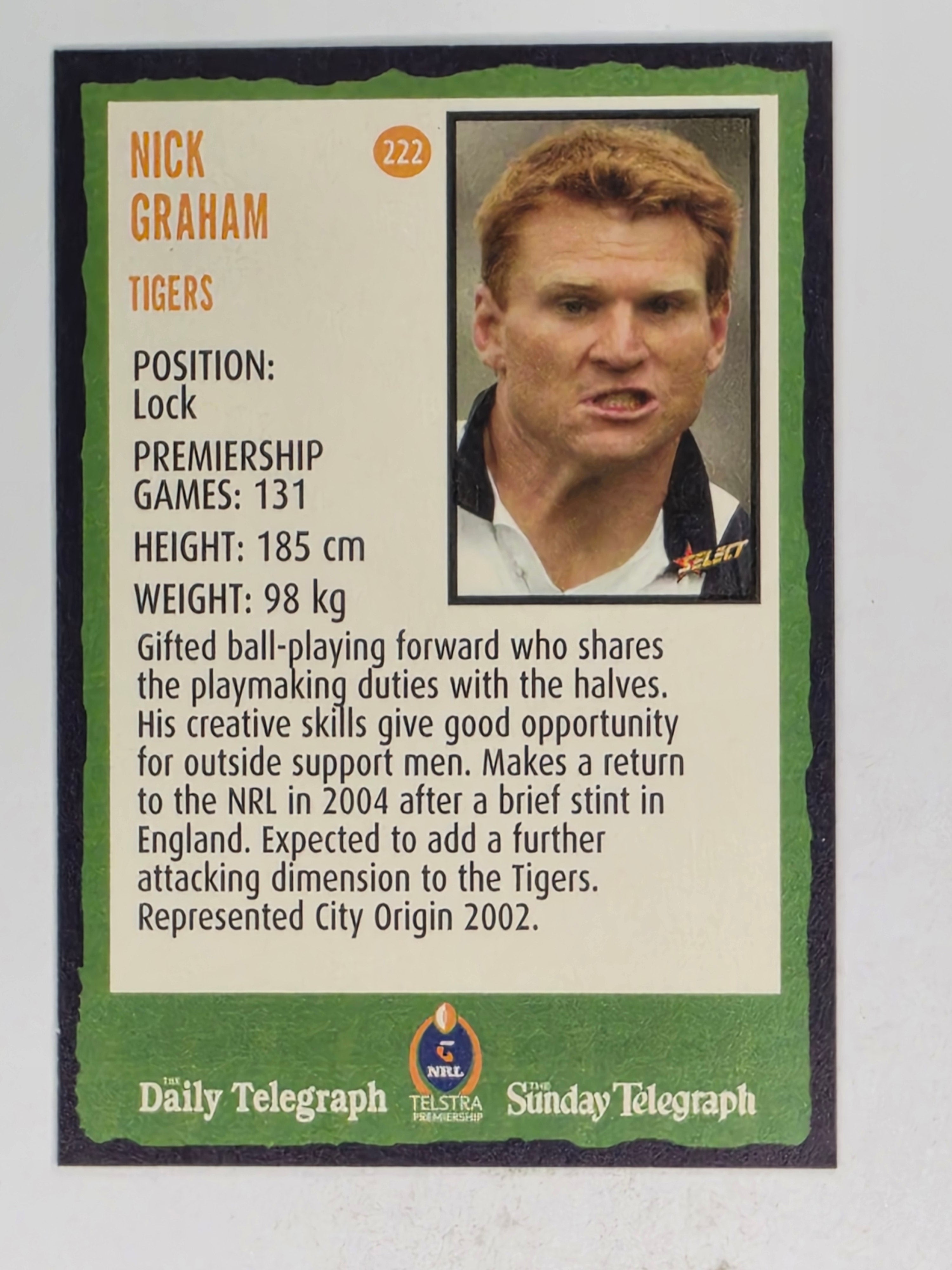 NRL 2004 Daily Telegraph | Base Card #222 | Nick Graham | Wests Tigers