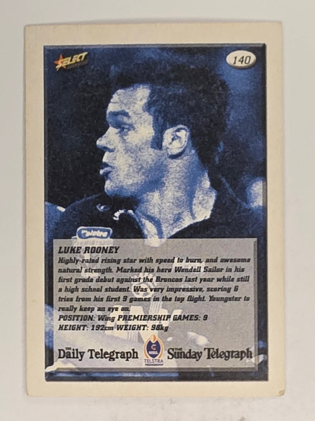NRL 2002 Daily Telegraph | #140 Luke Rooney | Penrith Panthers