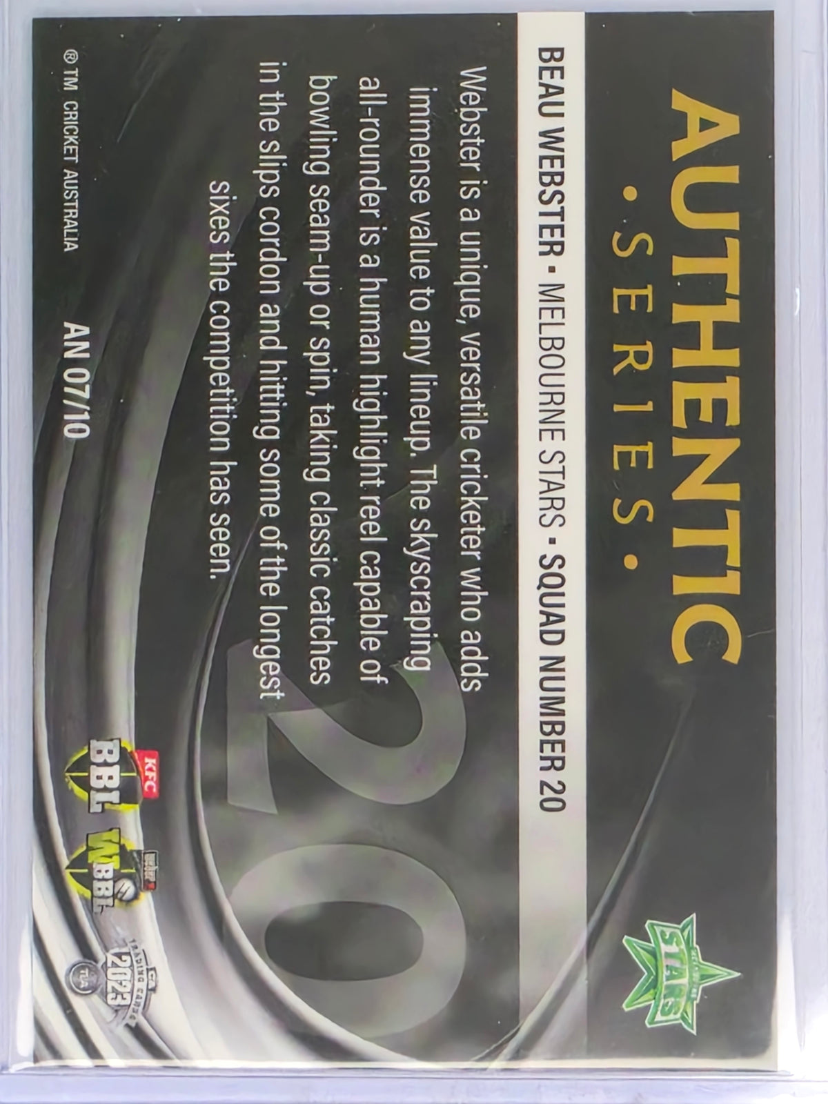 CA 2023 - Authentic Series - #AN07 - Beau Webster - Melbourne Stars