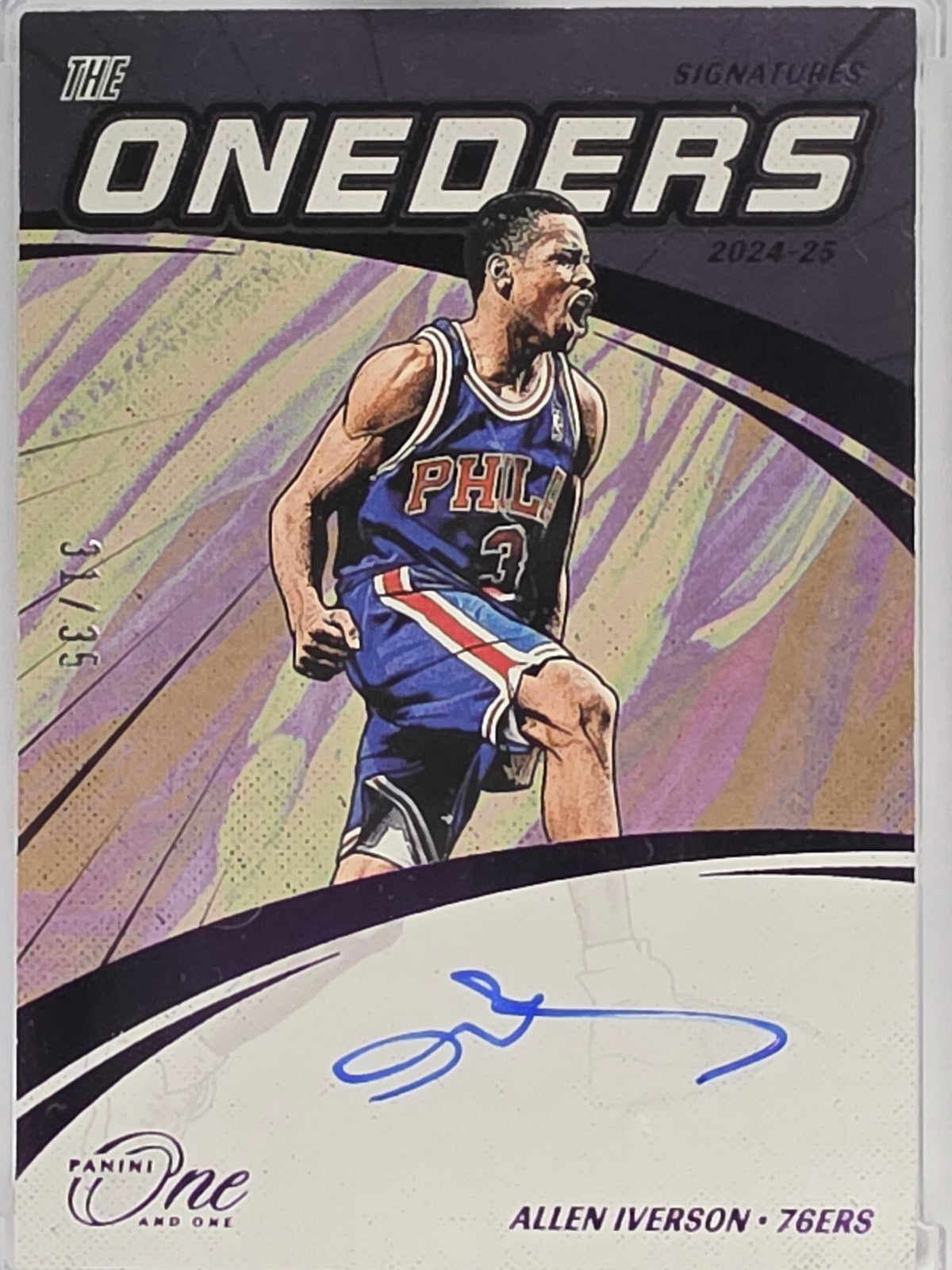 2024-25 Panini One and One | The Oneders Purple Allen Iverson On Card Auto #31/35 76ers