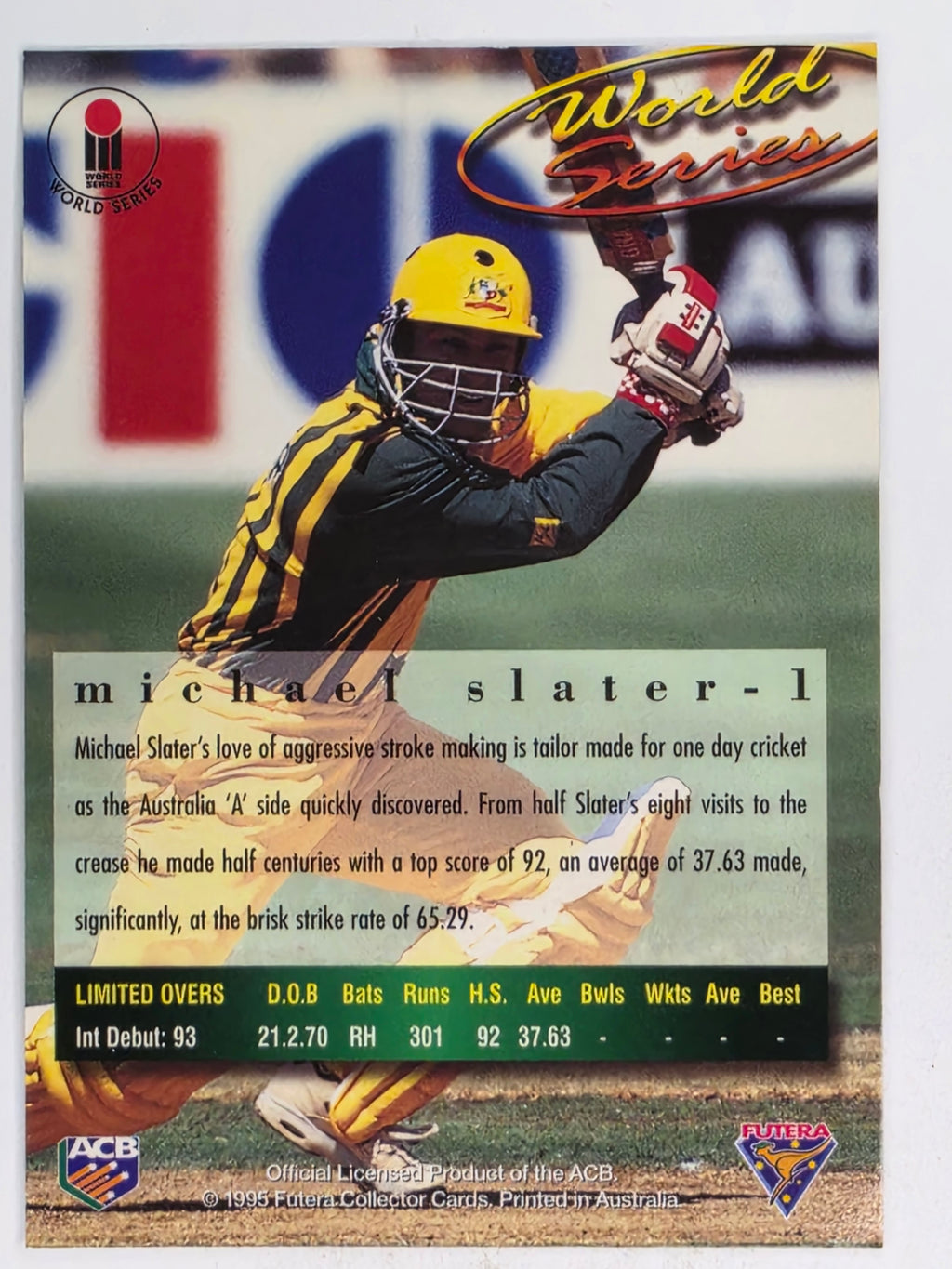 1995-96 Futera Cricket | #001 Michael Slater | Australian Men