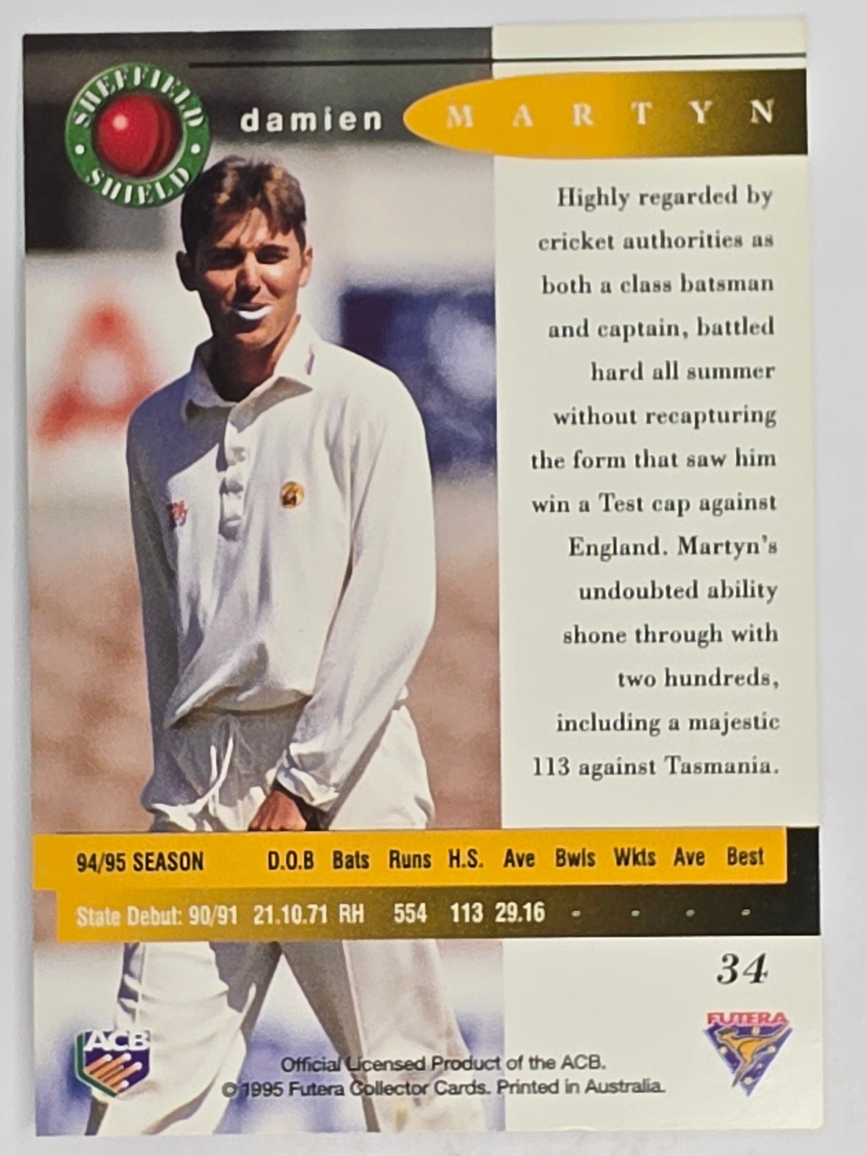 1995-96 Futera Cricket | #034 Damien Martyn | Western Warriors