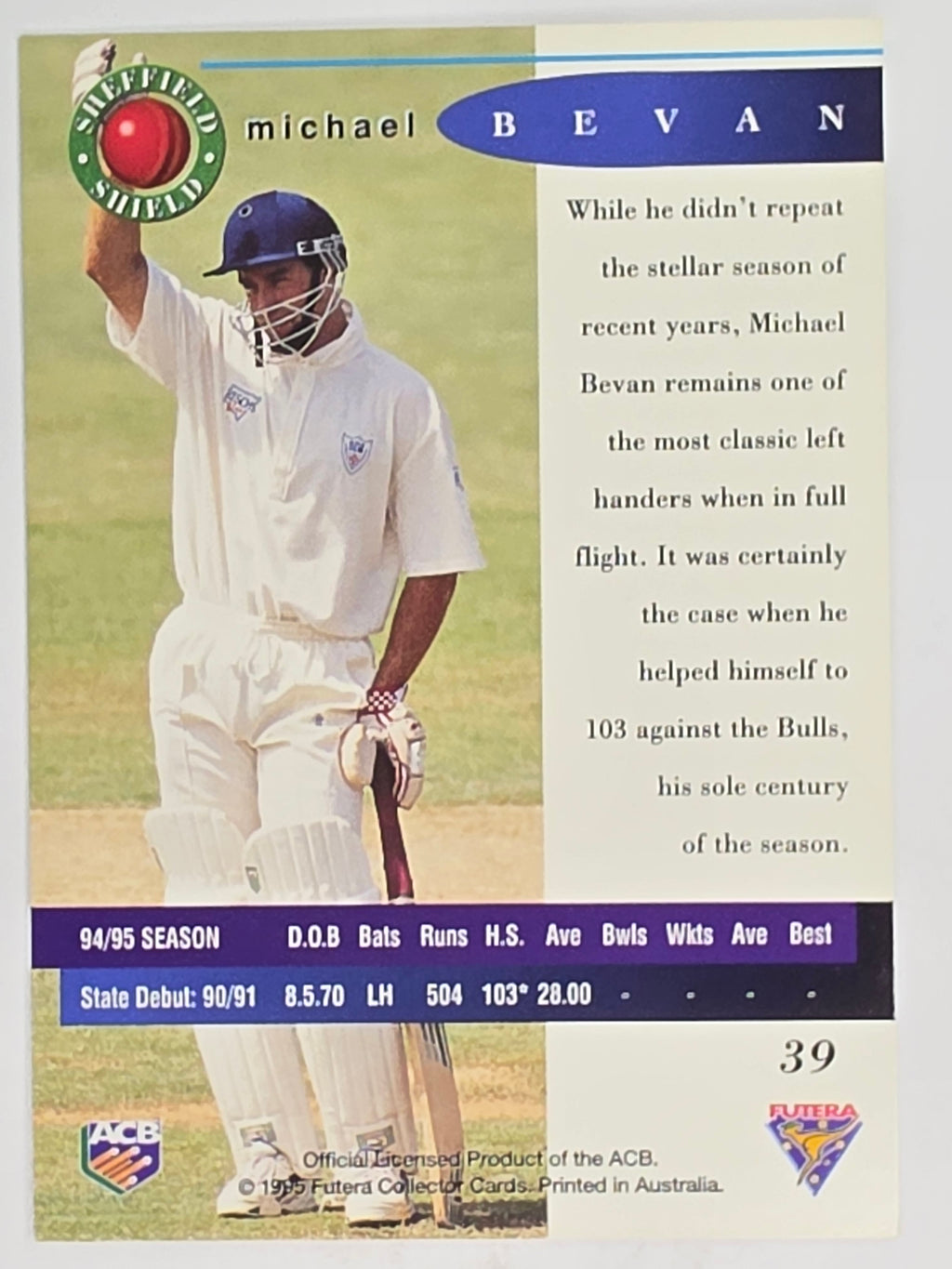 1995-96 Futera Cricket | #039 Michael Bevan | New South Wales Blues