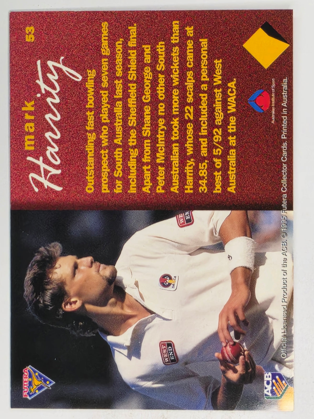 1995-96 Futera Cricket | #053 Mark Harrity