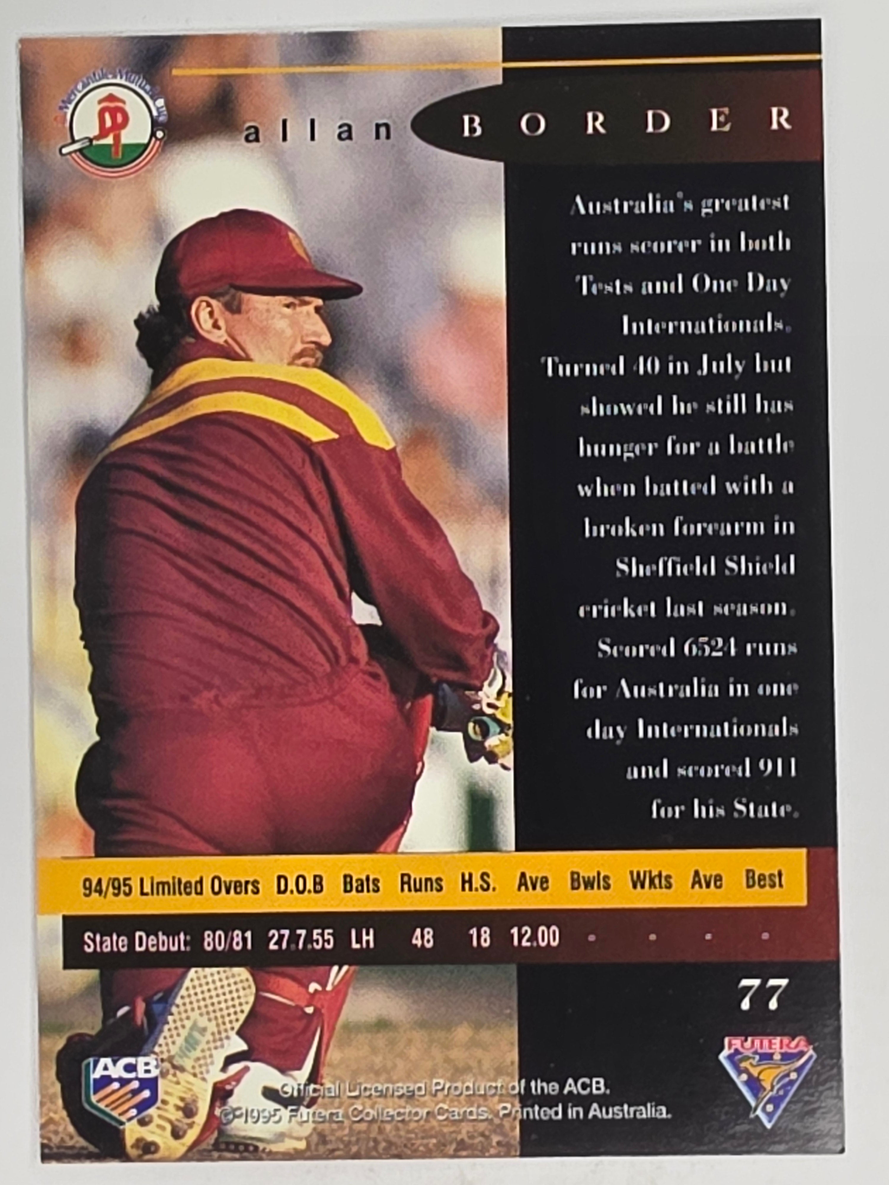 1995-96 Futera Cricket | #077 Allan Border | Queensland Bulls