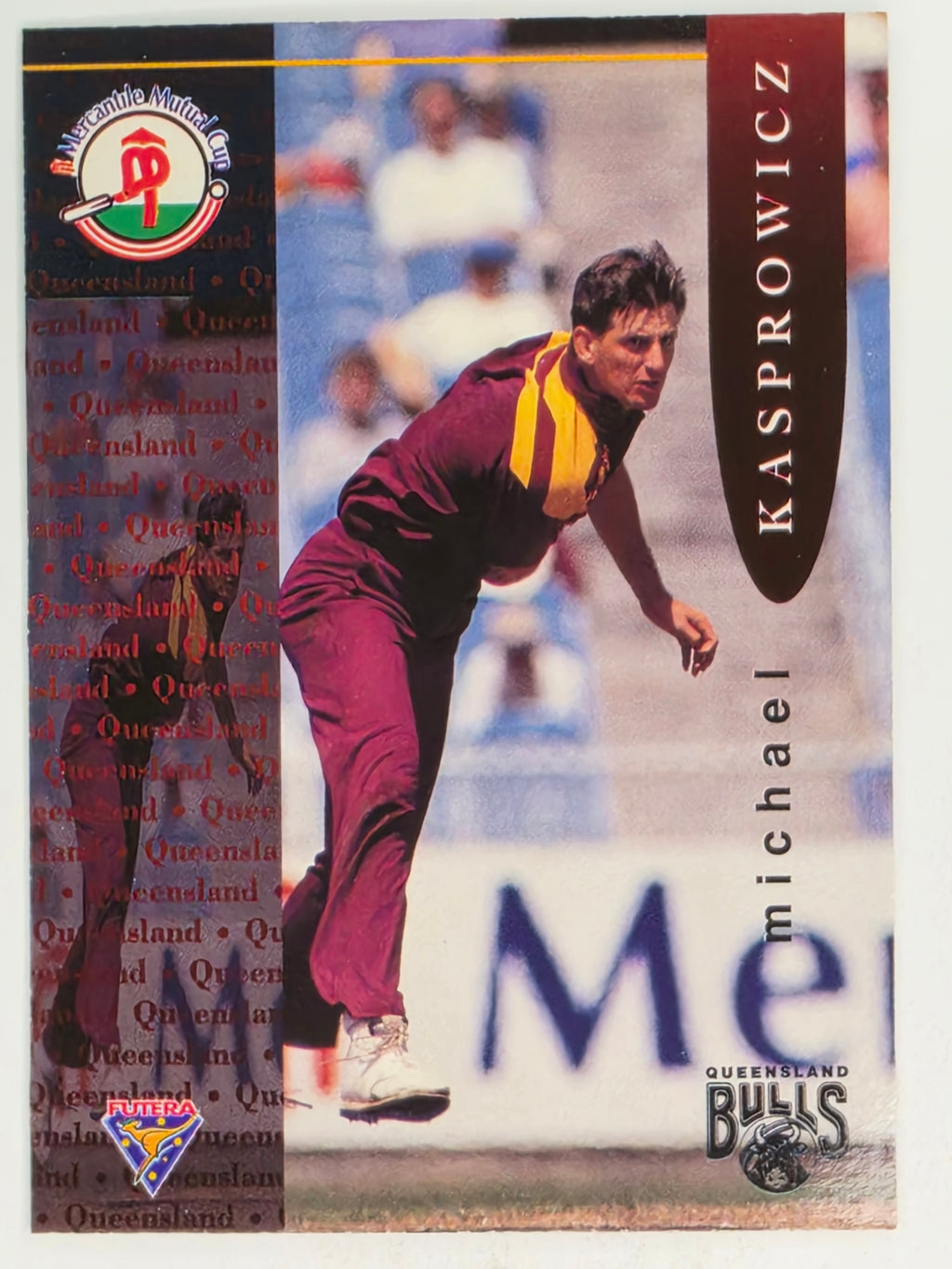 1995-96 Futera Cricket | #082 Michael Kasprowicz | Queensland Bulls