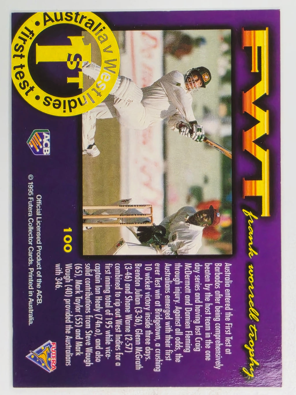 1995-96 Futera Cricket | #100 First Test | Australian Men