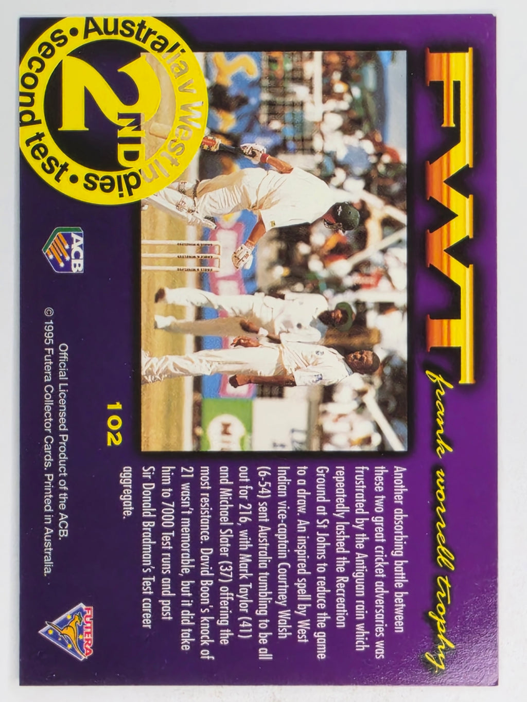 1995-96 Futera Cricket | #102 Second Test | Australian Men