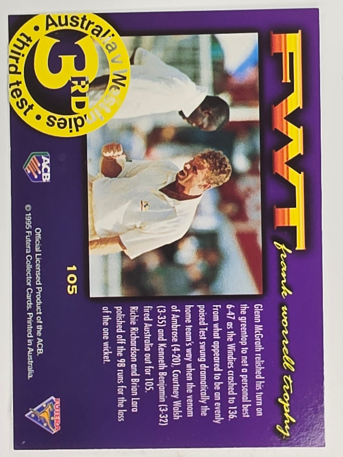 1995-96 Futera Cricket | #105 Third Test | Australian Men