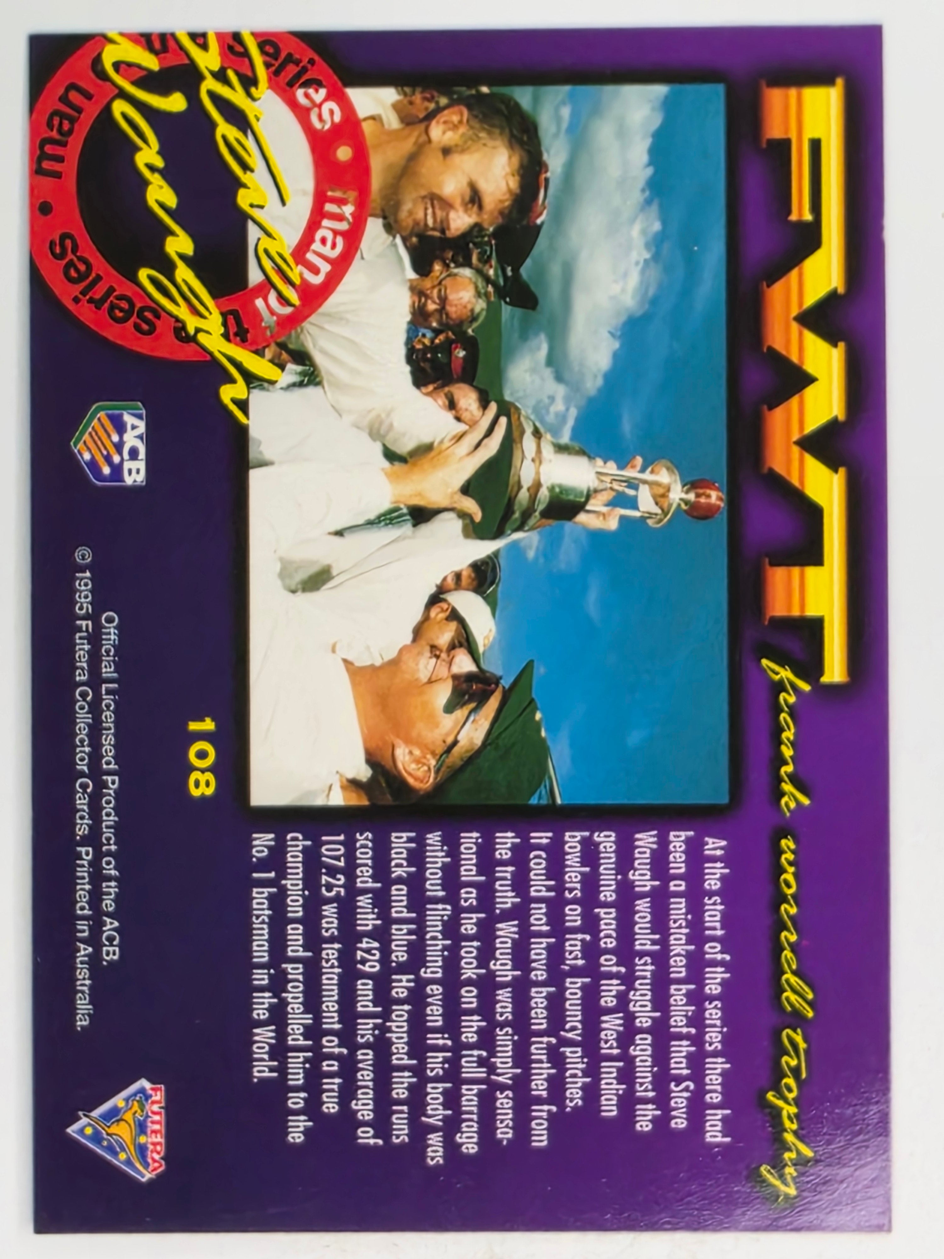 1995-96 Futera Cricket | #108 Steve Waugh | Australian Men
