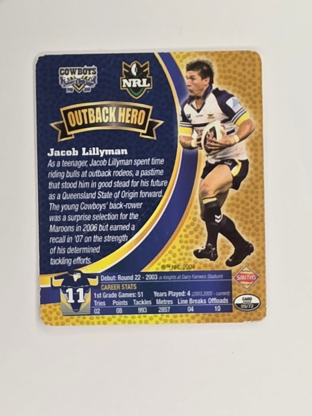NRL 2008 Footy Legends | #009 Jacob Lillyman | North Queensland Cowboys