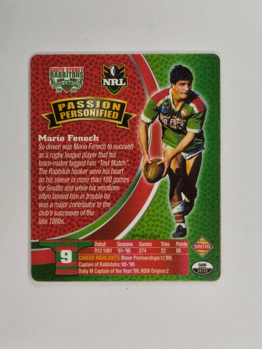 NRL 2008 Footy Legends | #031 Mario Fenech | South Sydney Rabbitohs