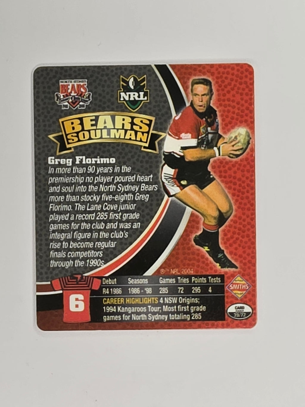 NRL 2008 Footy Legends | #039 Greg Florimo | North Sydney Bears