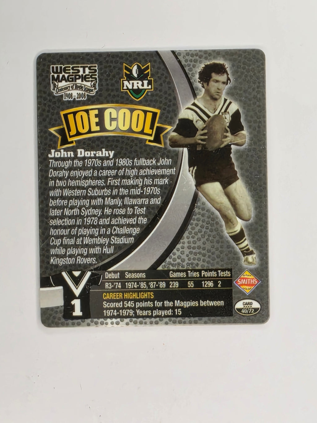 NRL 2008 Footy Legends | #040 John Dorahy | Western Suburbs Magpies