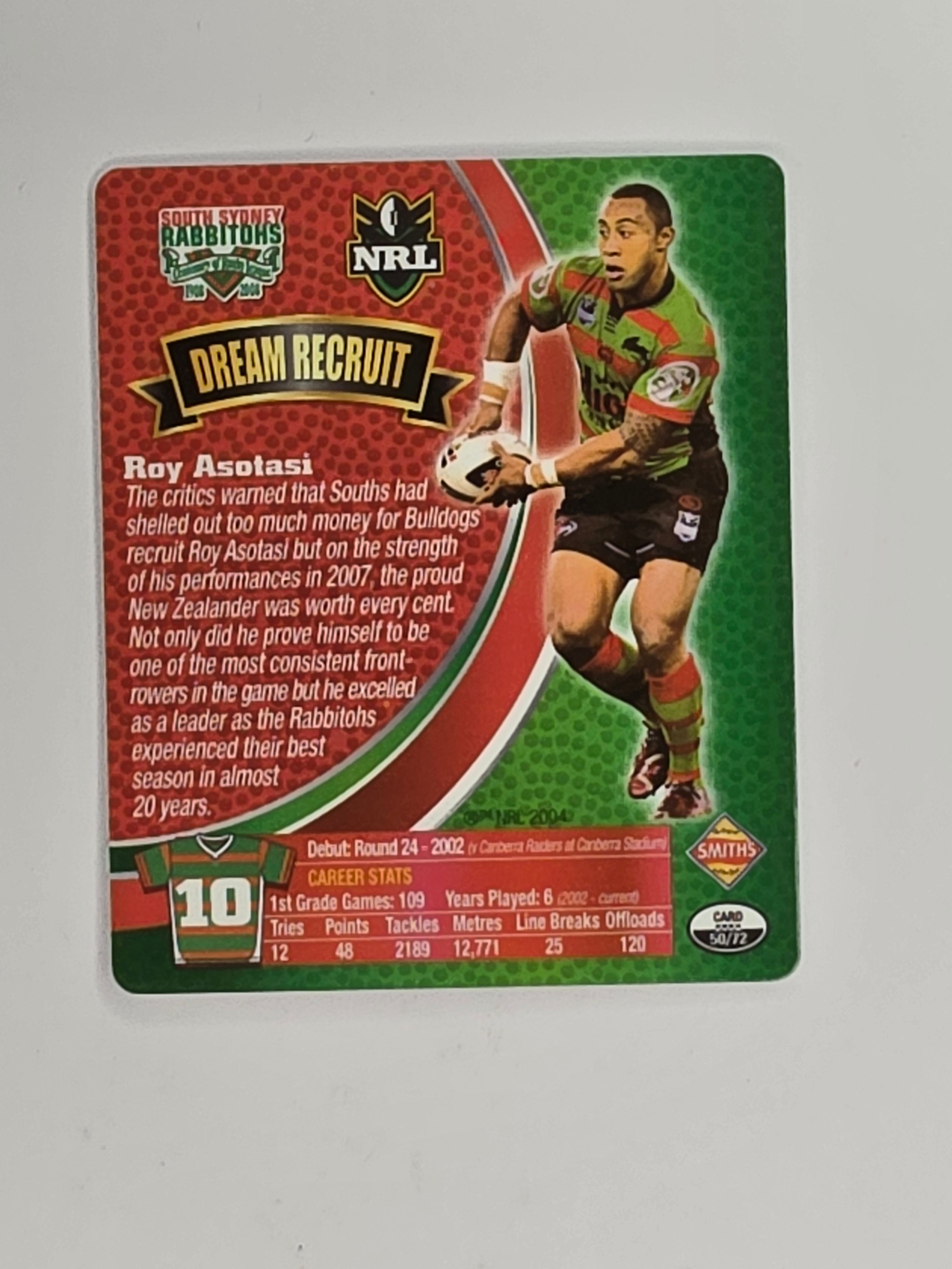 NRL 2008 Footy Legends | #050 Roy Asotasi | South Sydney Rabbitohs