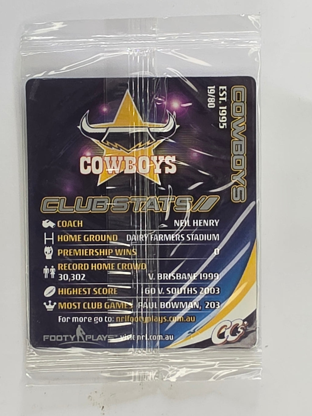 NRL 2010 Footy Plays | #019 North Queensland Cowboys Logo | North Queensland Cowboys