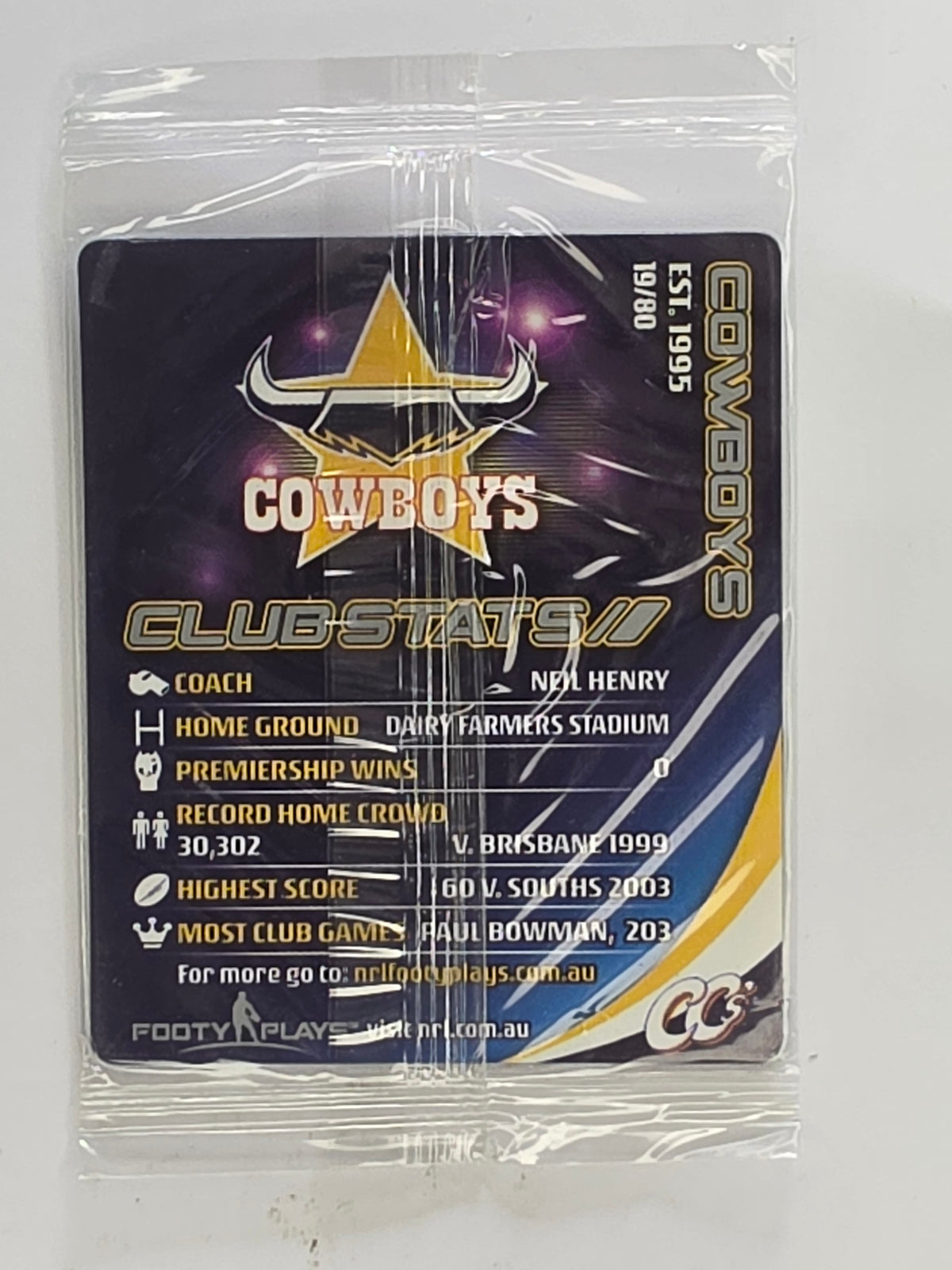 NRL 2010 Footy Plays | #019 North Queensland Cowboys Logo | North Queensland Cowboys